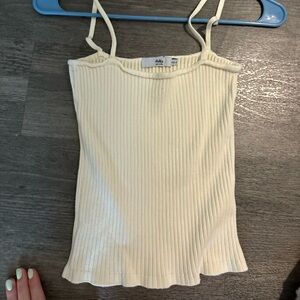 Adika cream ribbed knit top